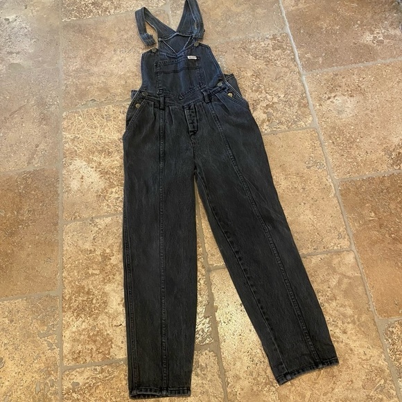 Vintage GUESS Girls Teens Gray Denim Overalls Size 14-Made in USA